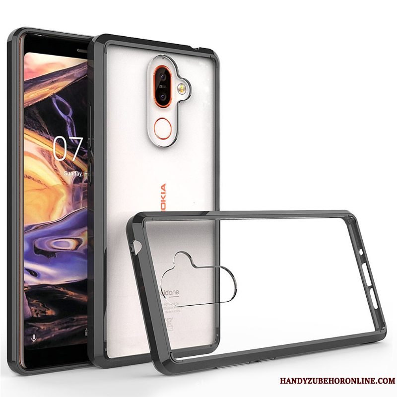 Etui Nokia 7 Plus Beskyttelse Gennemsigtig Ramme, Cover Nokia 7 Plus Anti-fald Telefon