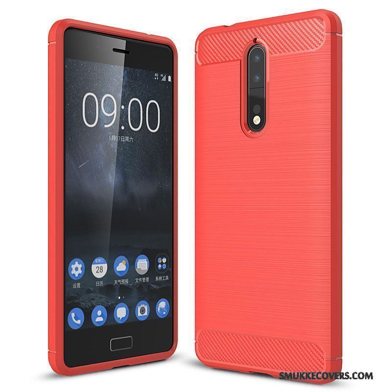 Etui Nokia 8 Tasker Fiber Rød, Cover Nokia 8 Beskyttelse Telefon