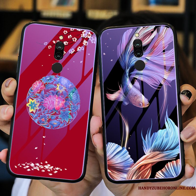 Etui Redmi 8 Silikone Net Red Telefon, Cover Redmi 8 Kreativ Rød Trend