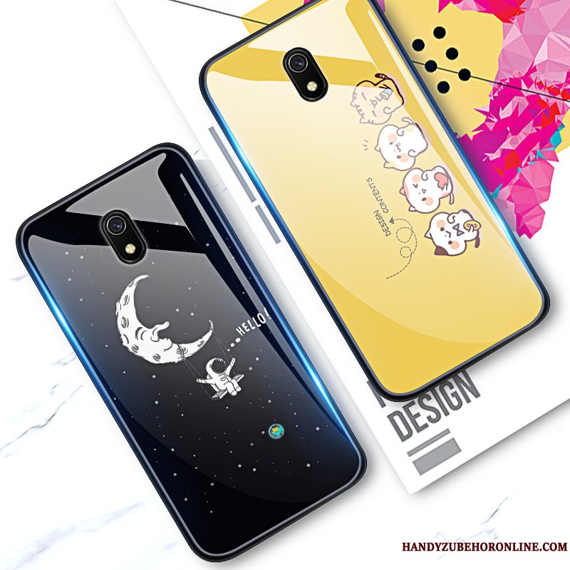 Etui Redmi 8a Beskyttelse Lille Sektion Sort, Cover Redmi 8a Tasker Lyser Glas