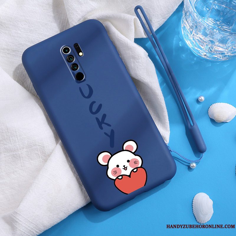 Etui Redmi 9 Kreativ Smuk Rød, Cover Redmi 9 Blød Blå Telefon