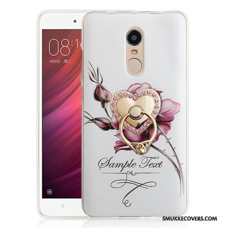 Etui Redmi Note 4x Beskyttelse Rød Telefon, Cover Redmi Note 4x Relief Hvid Høj