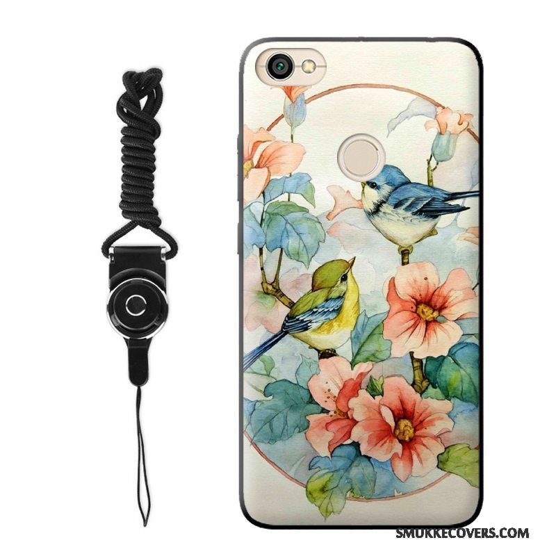 Etui Redmi Note 5a Blød Blomster Anti-fald, Cover Redmi Note 5a Vintage Høj Rød