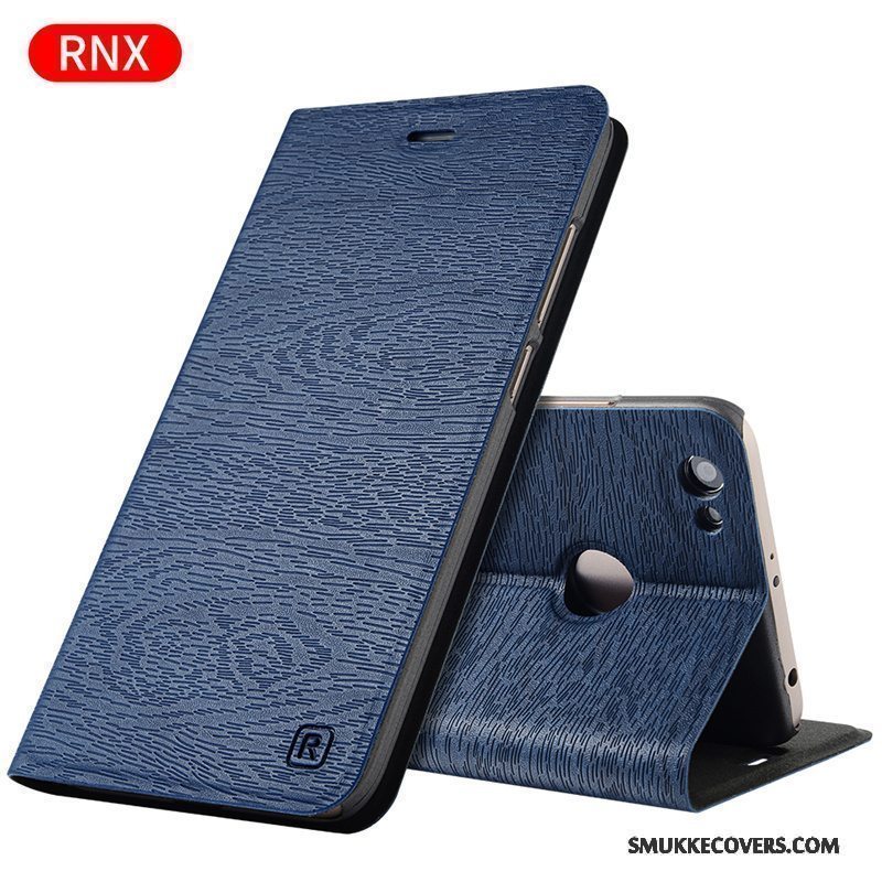Etui Redmi Note 5a Folio Anti-fald Mørkeblå, Cover Redmi Note 5a Læder Telefonrød