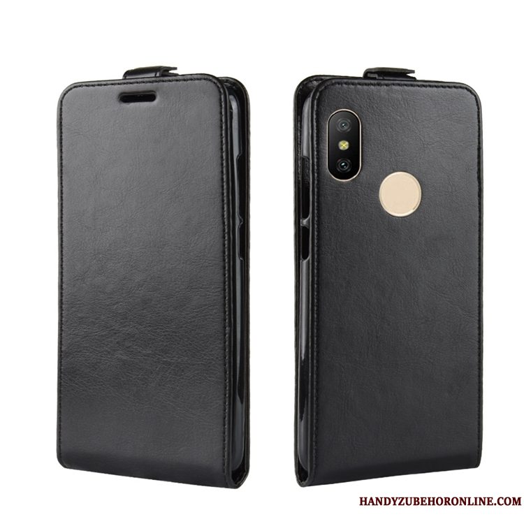 Etui Redmi Note 6 Pro Læder Rød Mønster, Cover Redmi Note 6 Pro Folio Sort Telefon