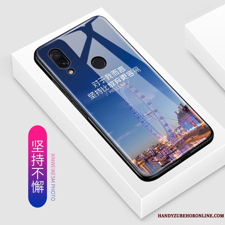 Etui Redmi Note 7 Cartoon Glas Blå, Cover Redmi Note 7 Kreativ Telefonrød