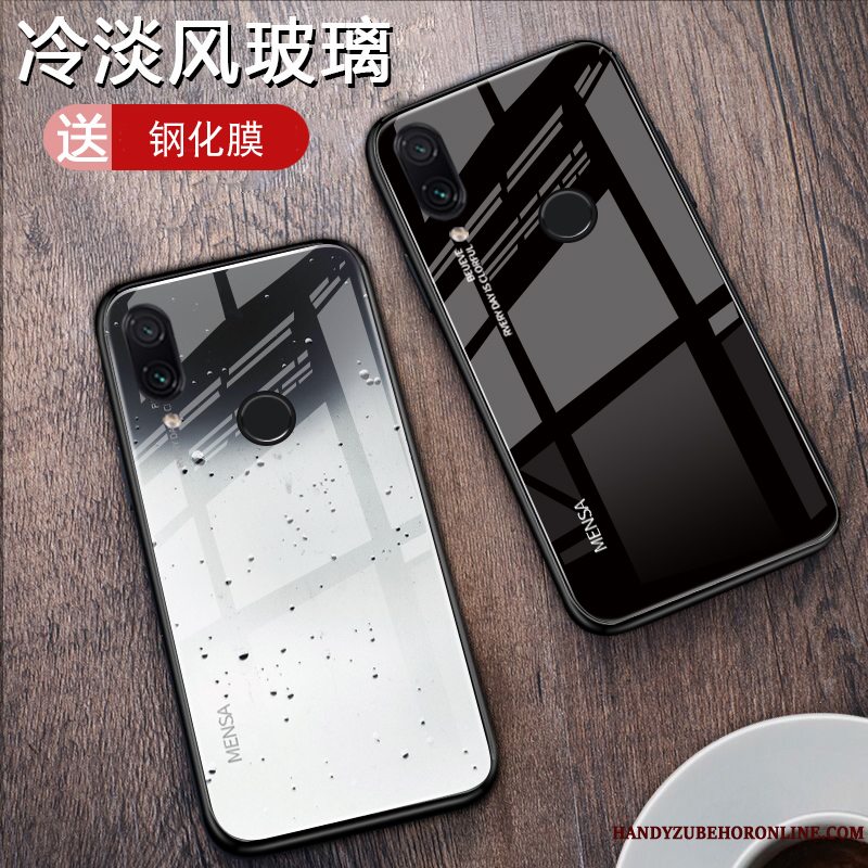 Etui Redmi Note 7 Kreativ Glas Sort, Cover Redmi Note 7 Tasker Telefontrend