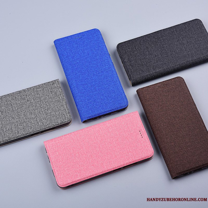 Etui Redmi Note 8 Pro Folio Bomuld Og Linned Blå, Cover Redmi Note 8 Pro Beskyttelse Lille Sektion Telefon