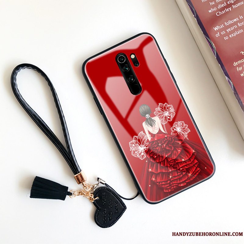 Etui Redmi Note 8 Pro Kreativ Rød Net Red, Cover Redmi Note 8 Pro Silikone Smuk Plisseret