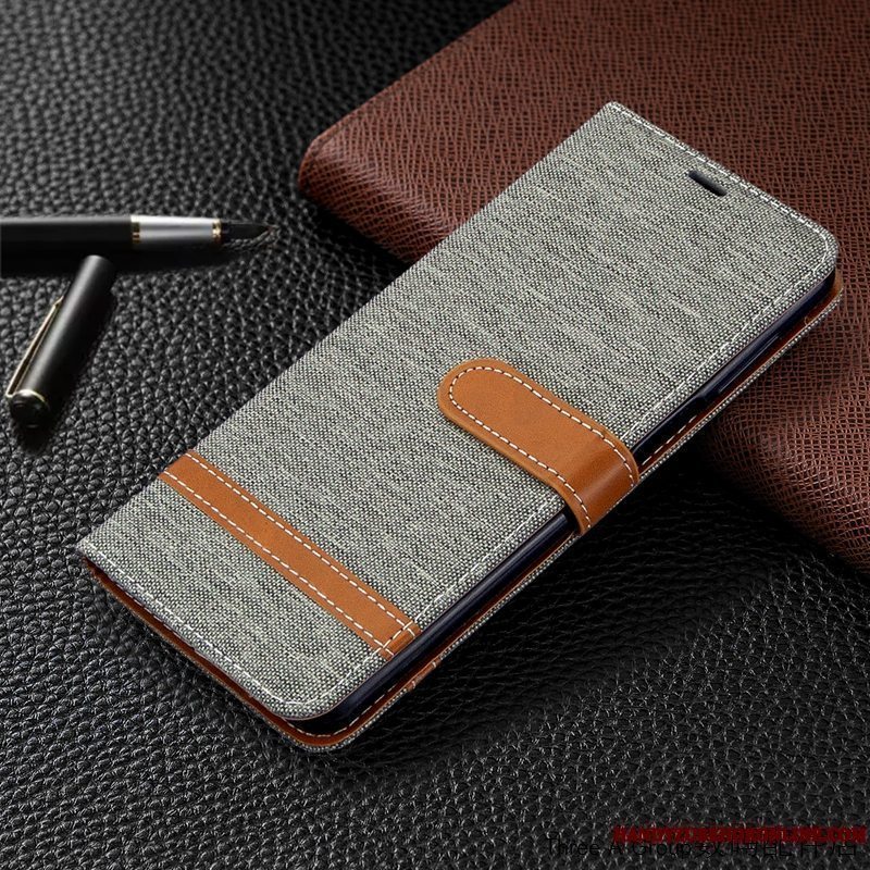 Etui Redmi Note 9 Pro Læder Grå Denim, Cover Redmi Note 9 Pro Folio Telefonkort