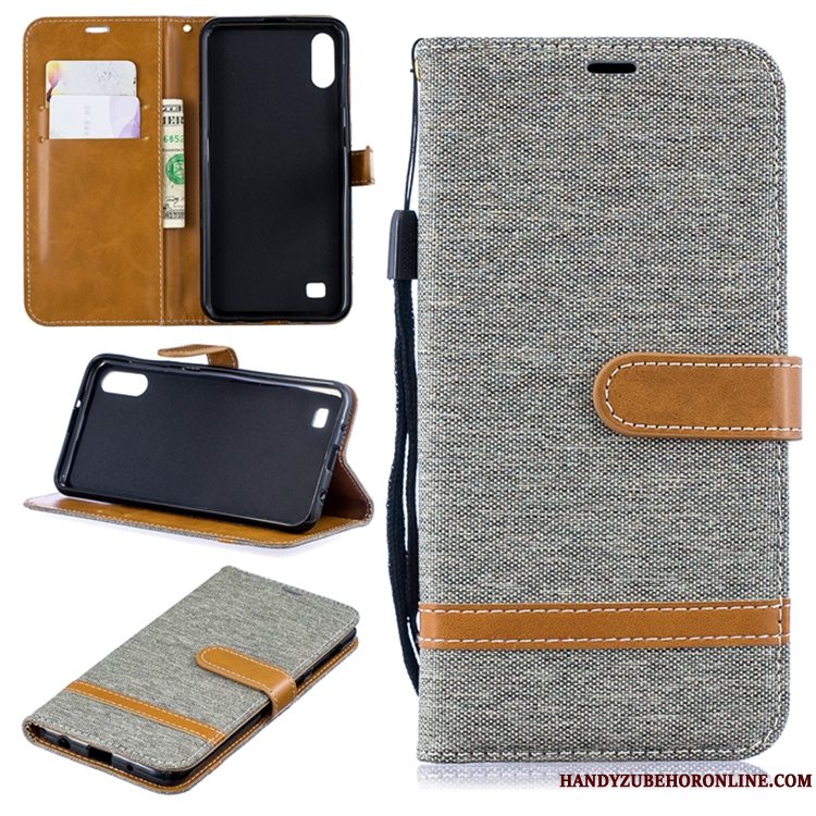 Etui Samsung Galaxy A10 Kreativ Grå Af Personlighed, Cover Samsung Galaxy A10 Læder Denim Telefon