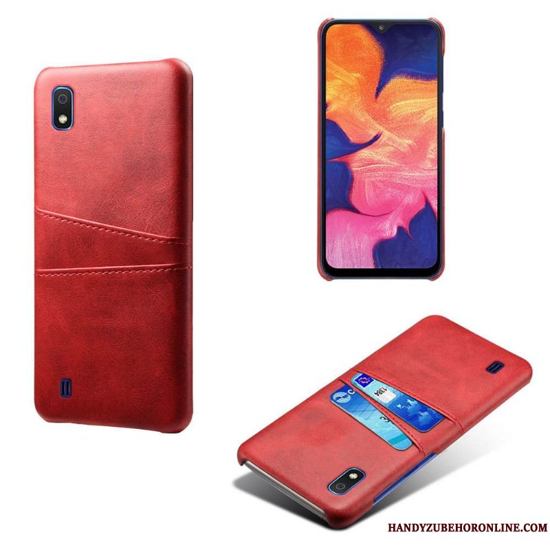 Etui Samsung Galaxy A10 Læder Rød Telefon, Cover Samsung Galaxy A10 Beskyttelse Kort Ny