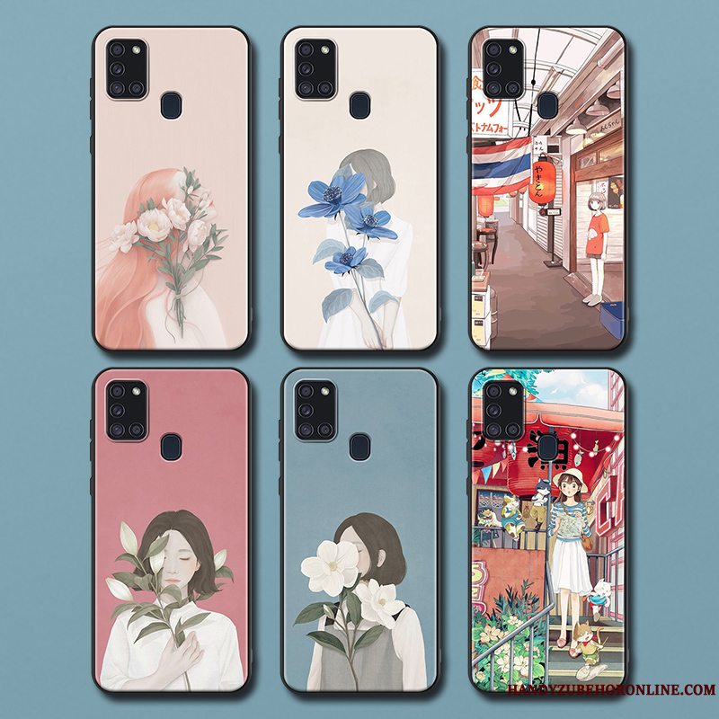 Etui Samsung Galaxy A21s Kreativ Vind Lyserød, Cover Samsung Galaxy A21s Silikone Kunst Hjerte