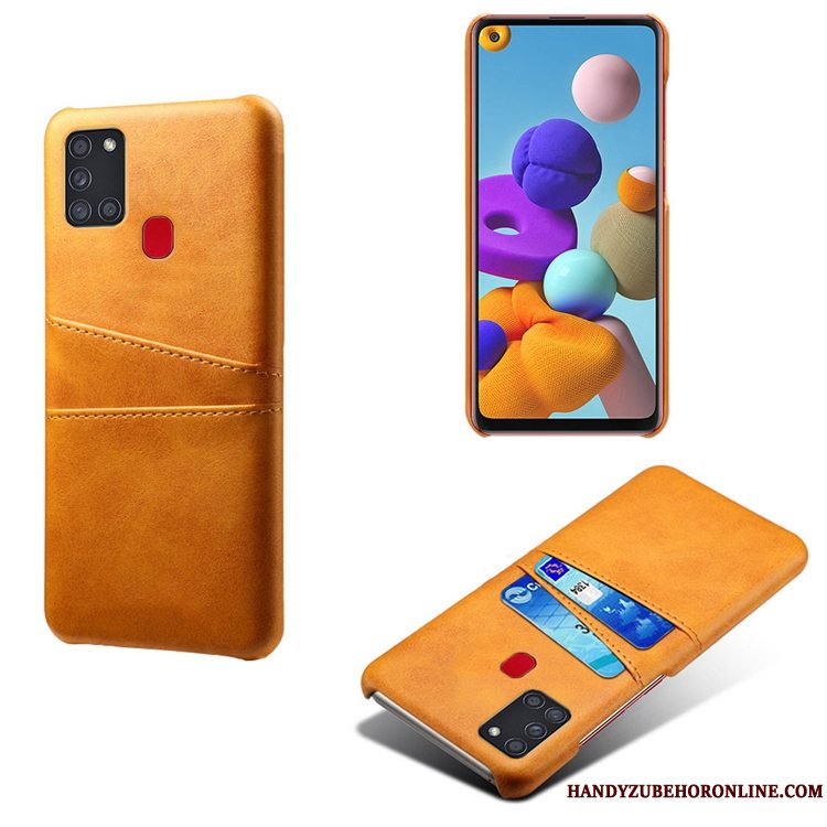 Etui Samsung Galaxy A21s Tasker Af Personlighed Gul, Cover Samsung Galaxy A21s Læder Lille Sektion Kort