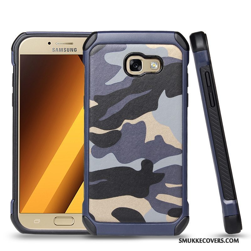 Etui Samsung Galaxy A3 2017 Silikone Anti-fald Telefon, Cover Samsung Galaxy A3 2017 Beskyttelse Camouflage Blå