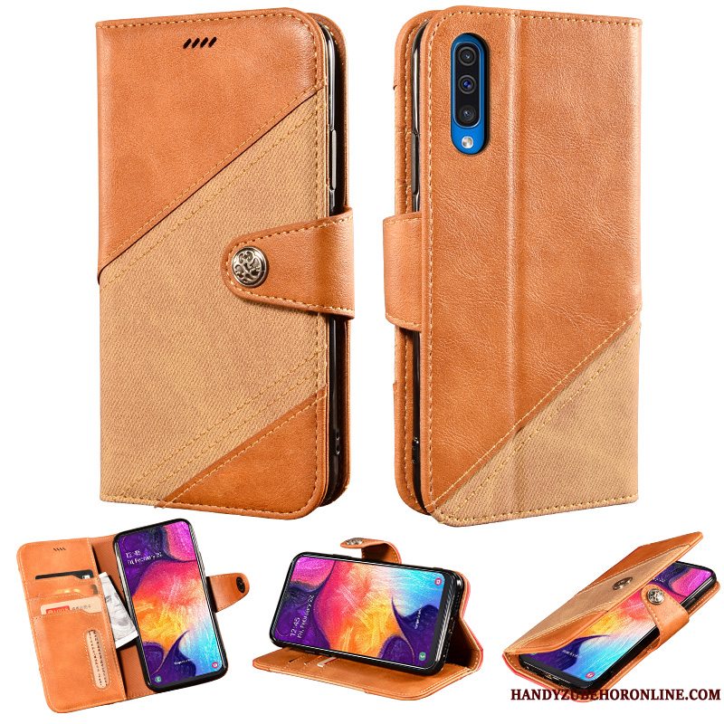 Etui Samsung Galaxy A30s Blød Magnetisk Gul, Cover Samsung Galaxy A30s Læder Hver Dag Spænde