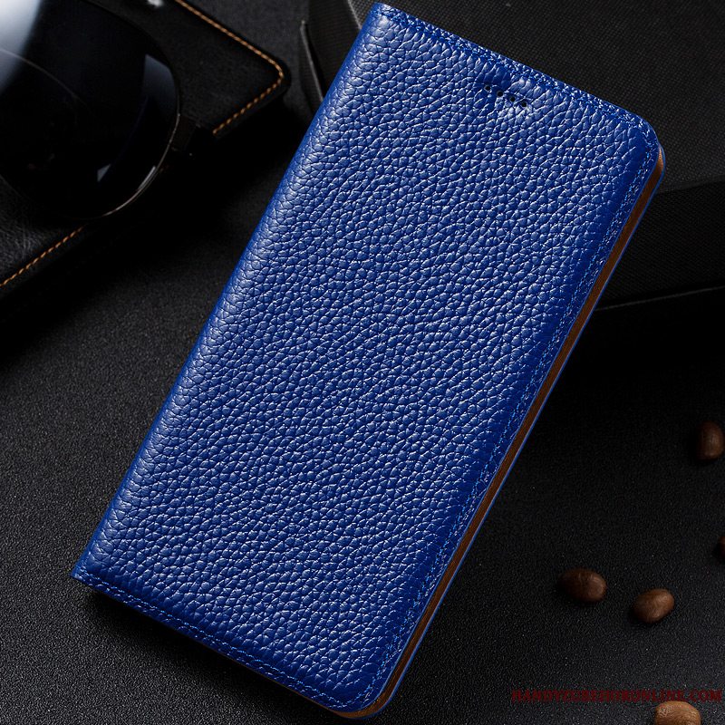 Etui Samsung Galaxy A40 Folio Hver Dag Telefon, Cover Samsung Galaxy A40 Tasker Litchi Blå