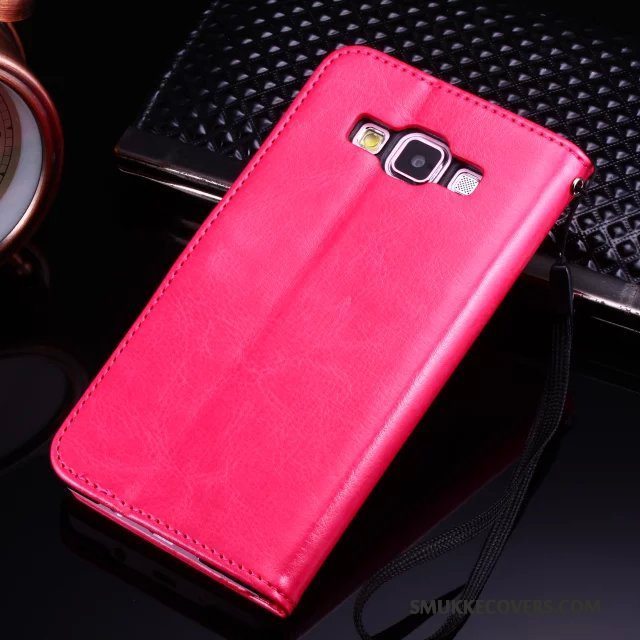 Etui Samsung Galaxy A5 2015 Beskyttelse Hærdning Rød, Cover Samsung Galaxy A5 2015 Læder Skærmbeskyttelse Telefon