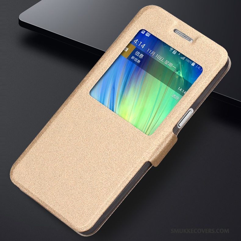 Etui Samsung Galaxy A5 2015 Læder Telefonguld, Cover Samsung Galaxy A5 2015 Beskyttelse