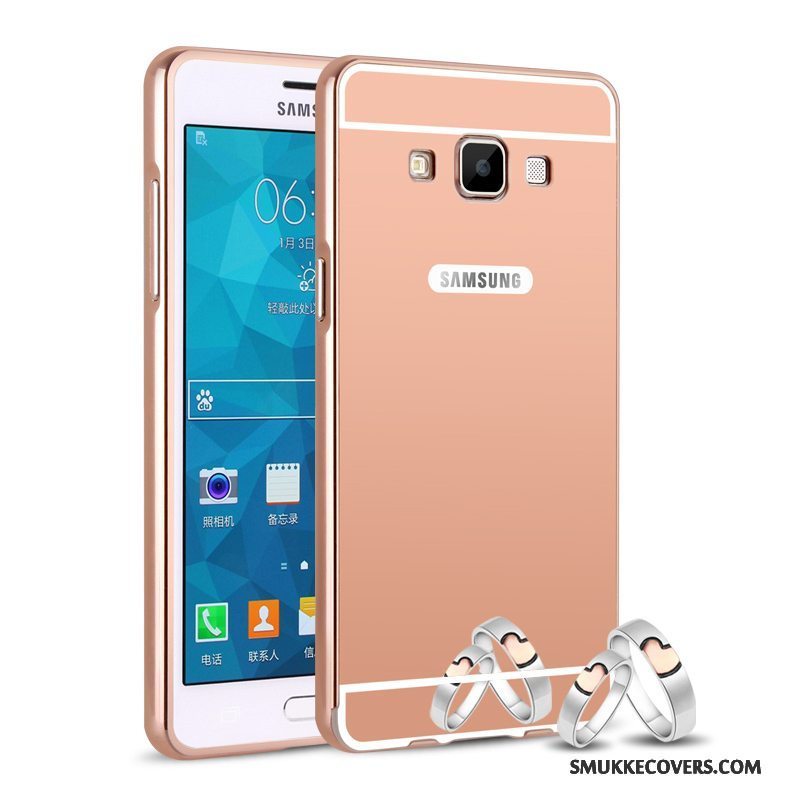 Etui Samsung Galaxy A5 2015 Metal Bagdæksel Ramme, Cover Samsung Galaxy A5 2015 Beskyttelse Lyserød Anti-fald