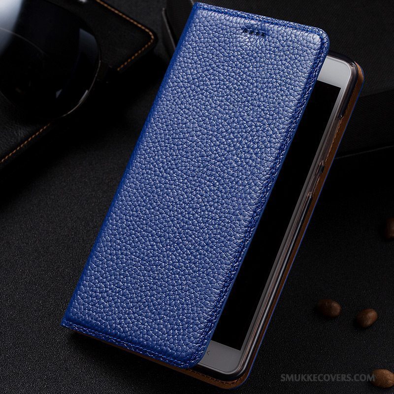 Etui Samsung Galaxy A5 2017 Læder Litchi Blå, Cover Samsung Galaxy A5 2017 Folio Telefonanti-fald