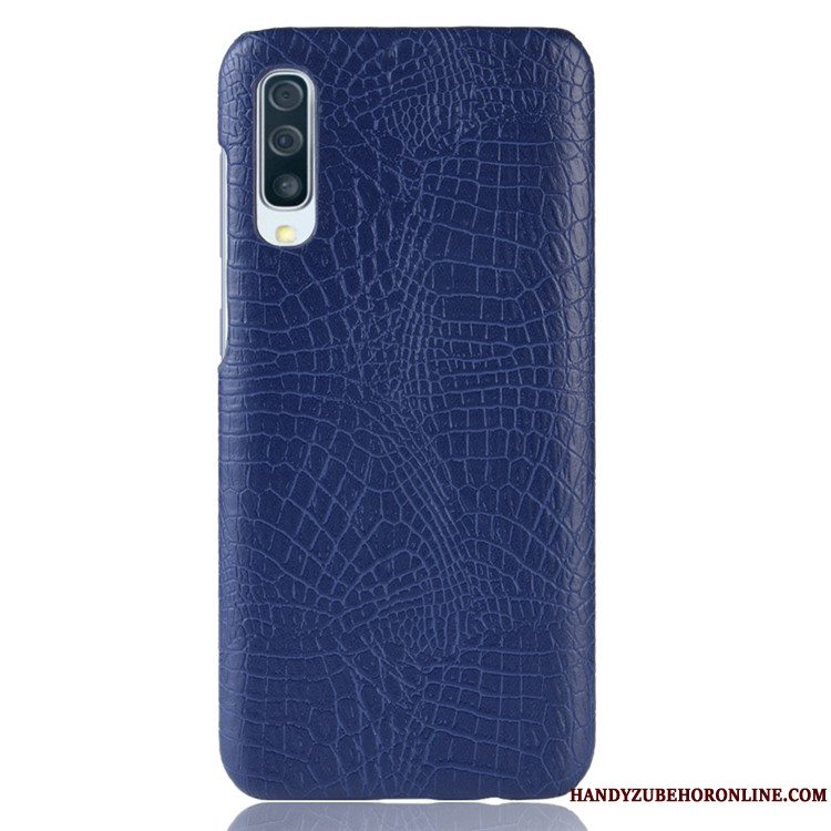 Etui Samsung Galaxy A50 Tasker Krokodille Mønster Blå, Cover Samsung Galaxy A50 Læder Hård Telefon