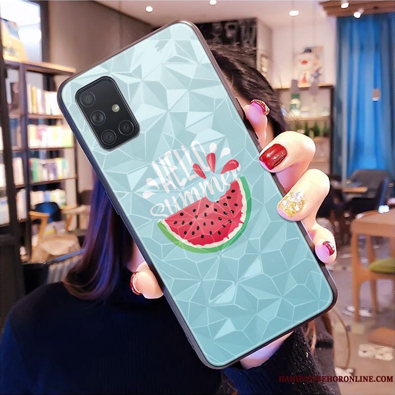 Etui Samsung Galaxy A51 Blød Mønster Smuk, Cover Samsung Galaxy A51 Cartoon Blå Rombe