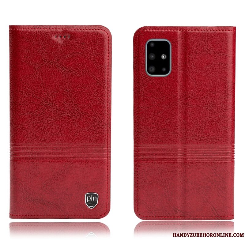 Etui Samsung Galaxy A51 Folio Rød Mønster, Cover Samsung Galaxy A51 Tasker Telefonanti-fald