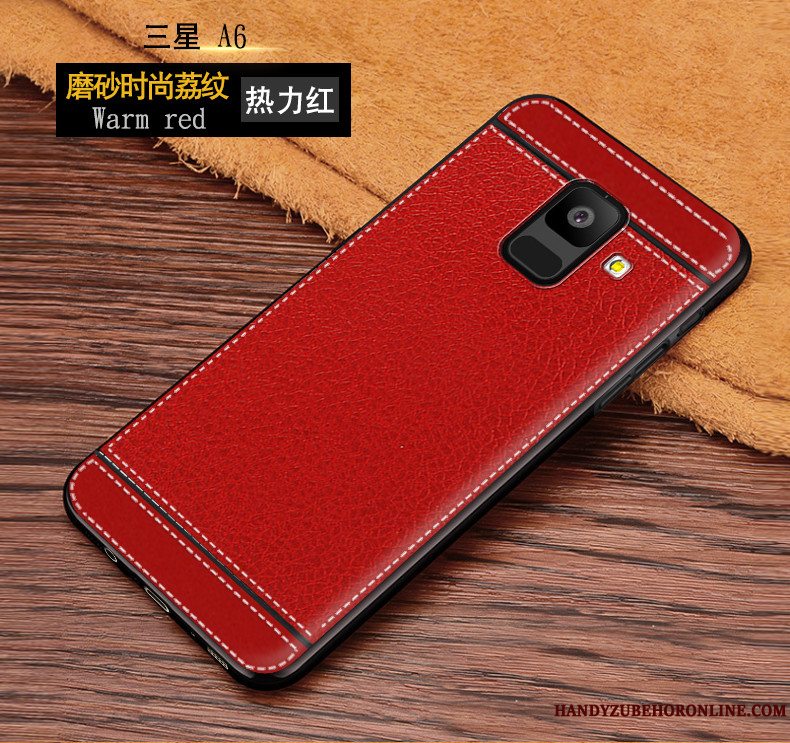 Etui Samsung Galaxy A6 Blød Mønster Anti-fald, Cover Samsung Galaxy A6 Læder Rød Simple
