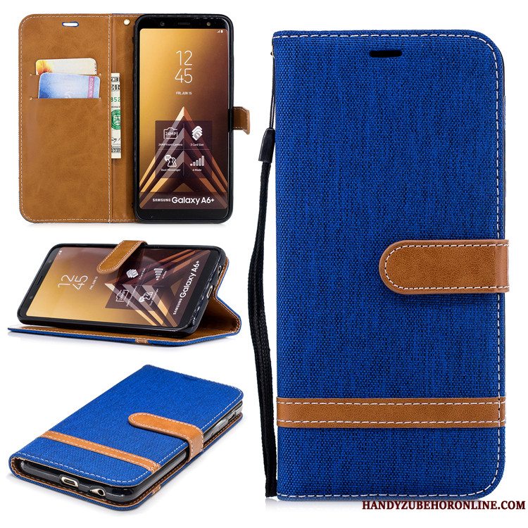 Etui Samsung Galaxy A6 Læder Anti-fald Telefon, Cover Samsung Galaxy A6 Beskyttelse Mørkeblå