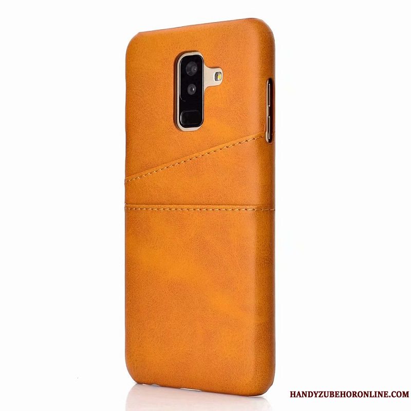 Etui Samsung Galaxy A6+ Læder Simple Bagdæksel, Cover Samsung Galaxy A6+ Beskyttelse Trend Gul