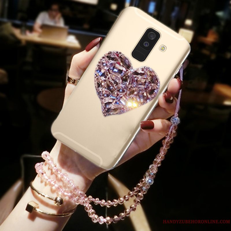 Etui Samsung Galaxy A6+ Strass Hængende Ornamenter Kærlighed, Cover Samsung Galaxy A6+ Beskyttelse Telefonanti-fald