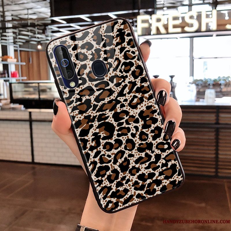 Etui Samsung Galaxy A60 Beskyttelse Glas Bølge Punkt, Cover Samsung Galaxy A60 Leopard Hængende Ornamenter