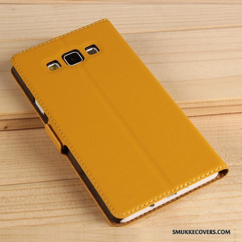 Etui Samsung Galaxy A7 2015 Folio Gul Telefon, Cover Samsung Galaxy A7 2015 Læder