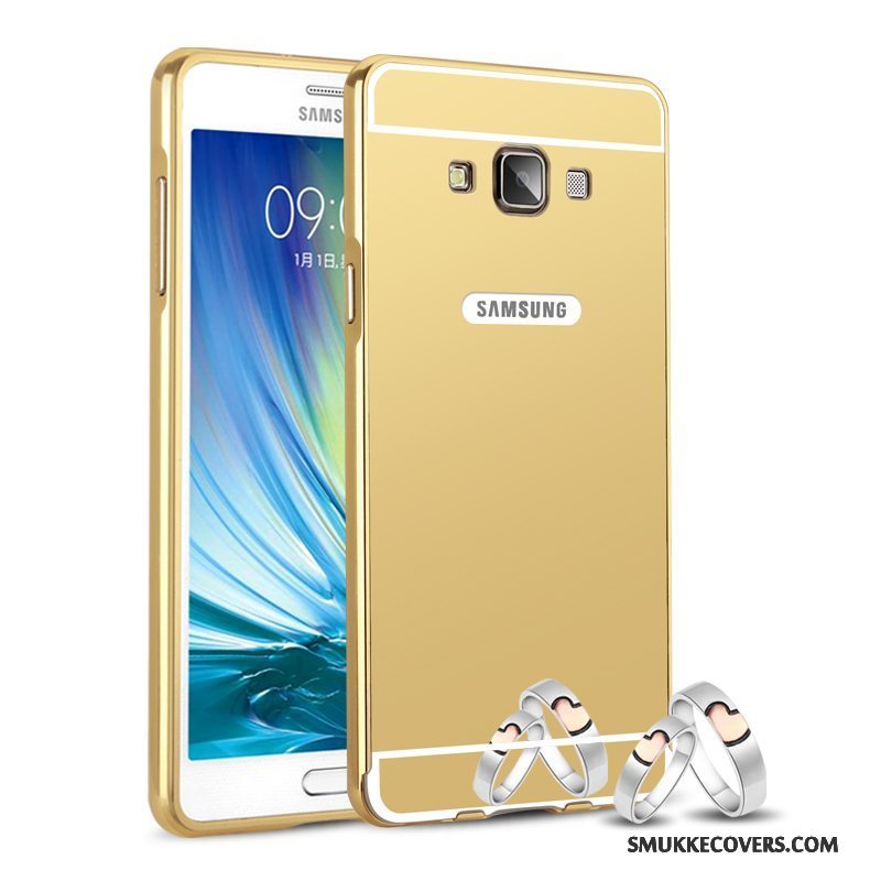 Etui Samsung Galaxy A7 2015 Metal Bagdæksel Tynd, Cover Samsung Galaxy A7 2015 Beskyttelse Guld Ramme