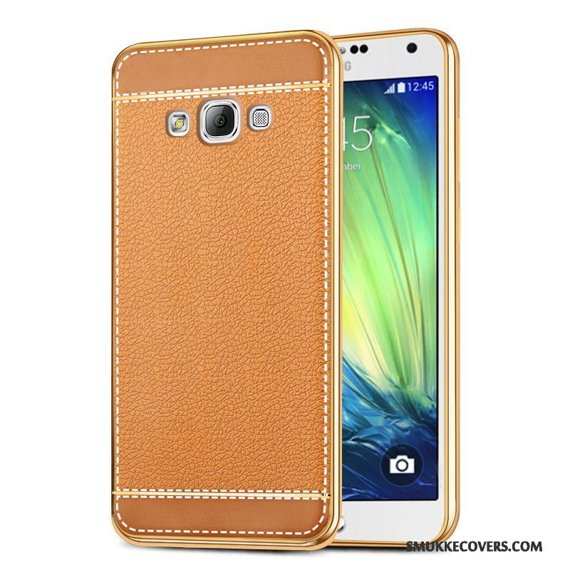 Etui Samsung Galaxy A7 2015 Silikone Gul Orange, Cover Samsung Galaxy A7 2015 Telefonanti-fald