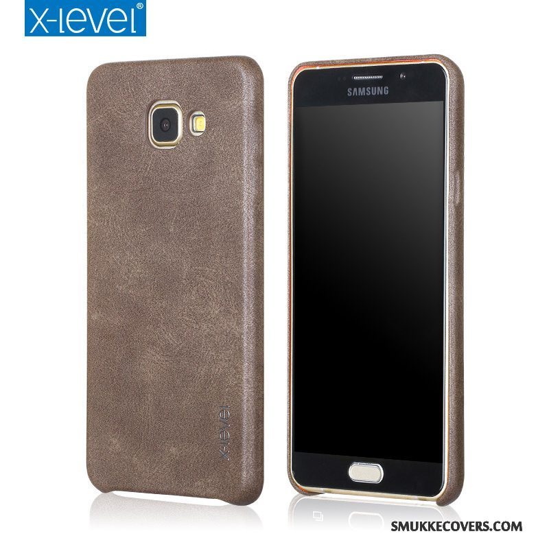 Etui Samsung Galaxy A7 2016 Læder Anti-fald Khaki, Cover Samsung Galaxy A7 2016 Beskyttelse Tynd Telefon