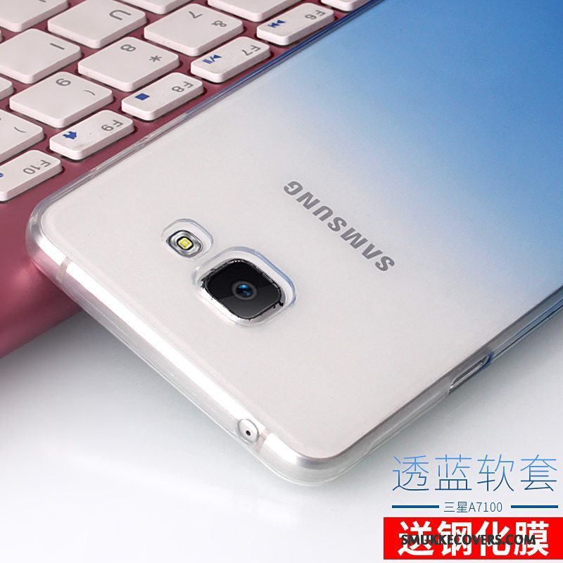 Etui Samsung Galaxy A7 2016 Silikone Ny Telefon, Cover Samsung Galaxy A7 2016 Blå Gennemsigtig