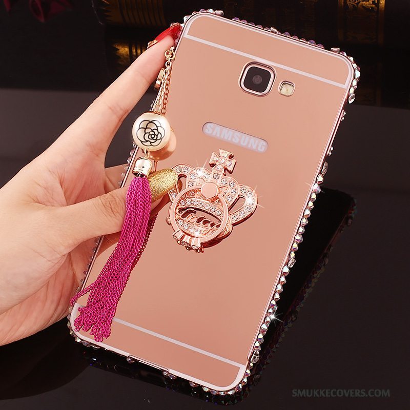 Etui Samsung Galaxy A7 2016 Strass Ramme Telefon, Cover Samsung Galaxy A7 2016 Strass Lyserød Bagdæksel