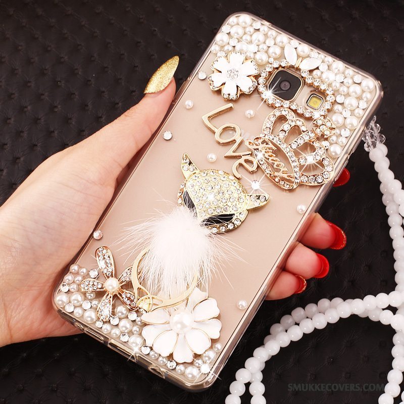 Etui Samsung Galaxy A7 2017 Tasker Telefonhængende Ornamenter, Cover Samsung Galaxy A7 2017 Blød Anti-fald Guld
