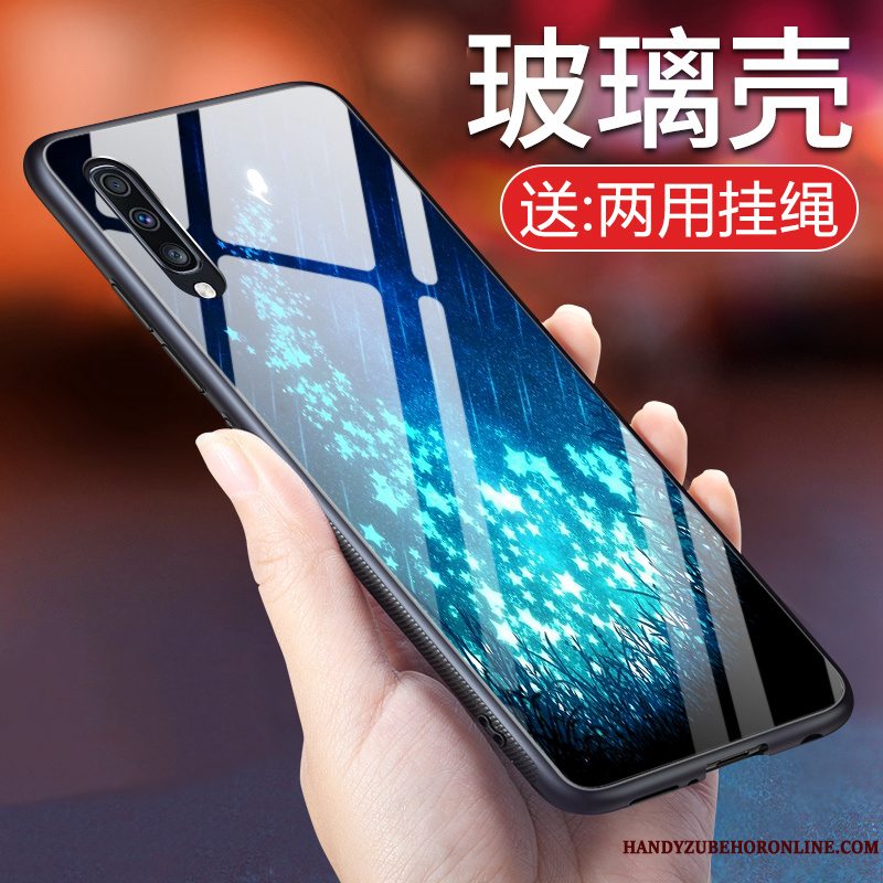 Etui Samsung Galaxy A70 Blød Blå Telefon, Cover Samsung Galaxy A70 Tasker Trend Hærdet Glas