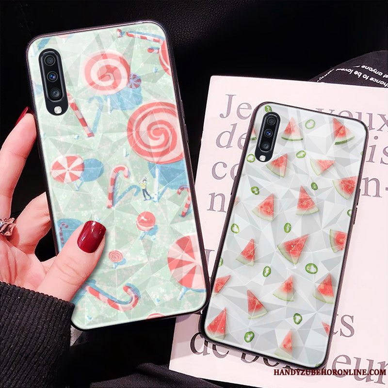 Etui Samsung Galaxy A70 Blød Rombe Telefon, Cover Samsung Galaxy A70 Kreativ Grøn Trendy