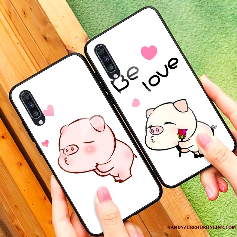 Etui Samsung Galaxy A70 Silikone Anti-fald Hård, Cover Samsung Galaxy A70 Cartoon Af Personlighed Hvid