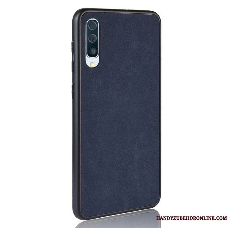 Etui Samsung Galaxy A70 Tasker Anti-fald Telefon, Cover Samsung Galaxy A70 Vintage Blå