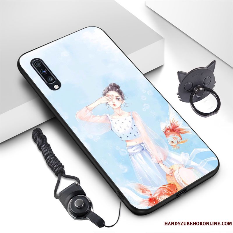 Etui Samsung Galaxy A70 Tasker Ny Net Red, Cover Samsung Galaxy A70 Cartoon Blå Hver Dag