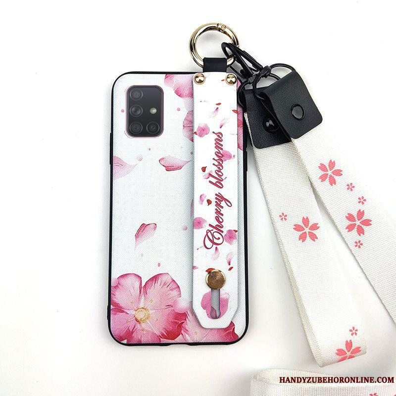 Etui Samsung Galaxy A71 Beskyttelse Lyserød Lille Sektion, Cover Samsung Galaxy A71 Kreativ Blomster Hængende Ornamenter