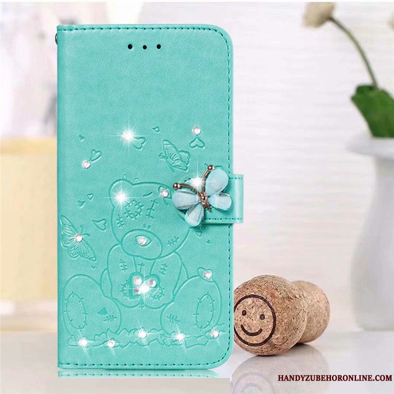 Etui Samsung Galaxy A71 Læder Grøn Lille Sektion, Cover Samsung Galaxy A71 Blød Bjørn Kærlighed