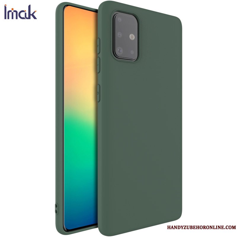 Etui Samsung Galaxy A71 Silikone Grøn Nubuck, Cover Samsung Galaxy A71 Tasker Ny Anti-fald