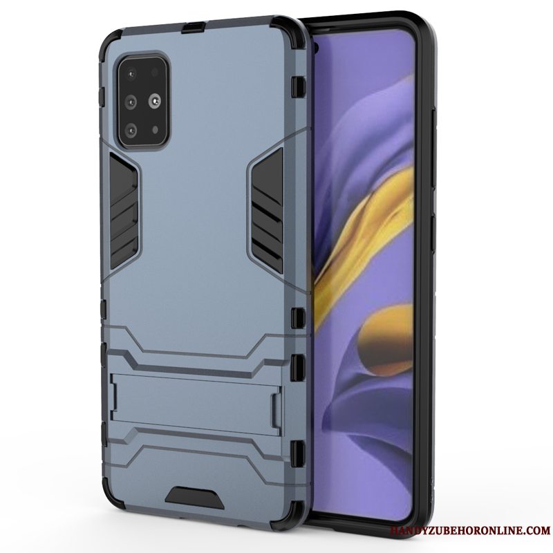 Etui Samsung Galaxy A71 Support Blå Hård, Cover Samsung Galaxy A71 Silikone Telefon