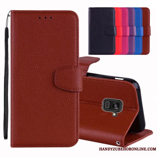 Etui Samsung Galaxy A8 2018 Læder Hængende Ornamenter Business, Cover Samsung Galaxy A8 2018 Folio Anti-fald Simple